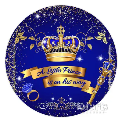 Aperturee Navy Blue Crown Circle Baby Shower Backdrop For Boy | Diy Birthday Backdrop | Name Backdrop For Birthday | Birthday...