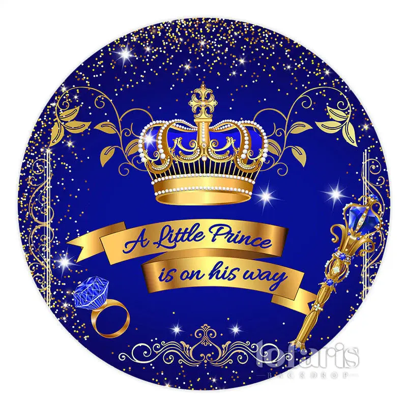 Aperturee Navy Blue Crown Circle Baby Shower Backdrop For Boy | Diy Birthday Backdrop | Name Backdrop For Birthday | Birthday...
