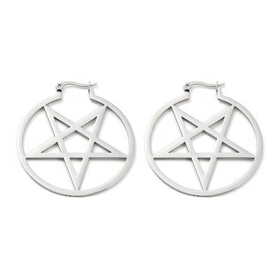 Tarnish Resistant 304 Stainless Steel Ring with Star Hoop Earrings for Women