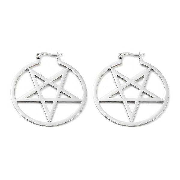 Tarnish Resistant 304 Stainless Steel Ring with Star Hoop Earrings for Women