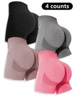 Women's Solid Color Peach Butt Lifting Gym Shorts, Breathable Comfortable High Stretch Yoga Shorts, Ladies Sportswear for Ind...