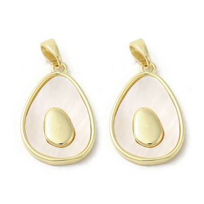 Brass Pave Shell Pendants