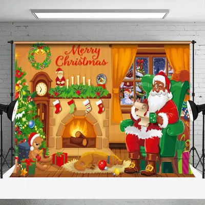 Christmas Tree Santa Claus Claus Photo Backdrop - Aperturee