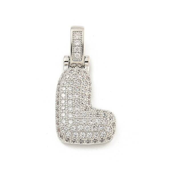 Brass Micro Pave Clear Cubic Zirconia Pendants