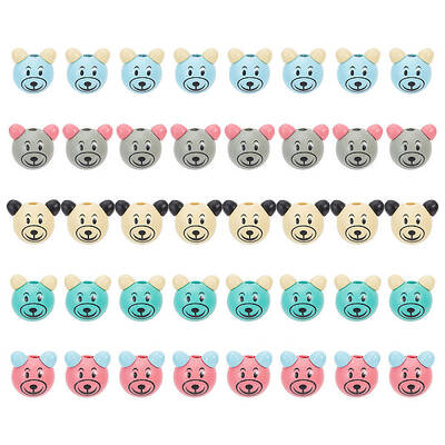 40Pcs 5 Colors Wood European Beads
