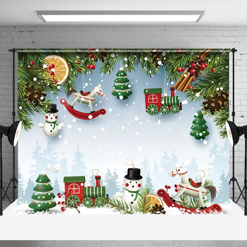 Aperturee Cartoon Green Pine Tree Ornaments Christmas Backdop - Aperturee