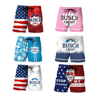 Busch Light 4th of July Apple Hawaiian Shorts for Men - Patriotic & Casual Fit with Elastic Waistband & Drawstring - Perfect ...