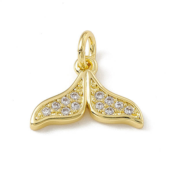 Brass Micro Pave Clear Cubic Zirconia Fishtail Charms