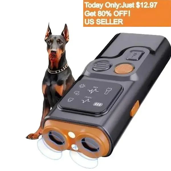 Dog Bark Guard - Professional Dog Training Tool w/ 2X Sonic Emitters 30ft Range Ultra-Long Range - Dog Bark Deterrent and Ant...