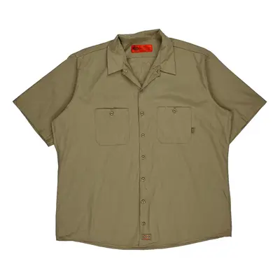 Dickies Short Sleeve Shirt - 2XL Beige Polyester Blend