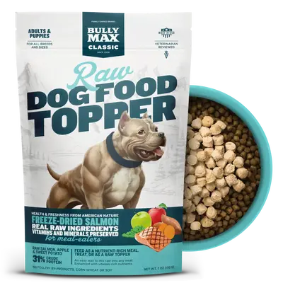 Bully Max Freeze-Dried Raw Dog Food Toppers for Puppies & Adult Dogs - Salmon with Real Fruits & Veggies - Meal Enhancers wit...