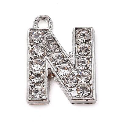 Alloy Rhinestone Letter Charms