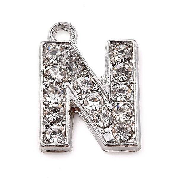 Alloy Rhinestone Letter Charms