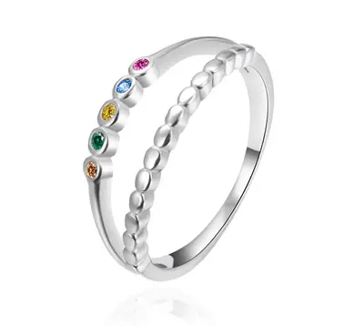 Agato Anello Doppio In Argento Con Zirconi Colorati Agt-R48C - Circuito: 56 Mm
