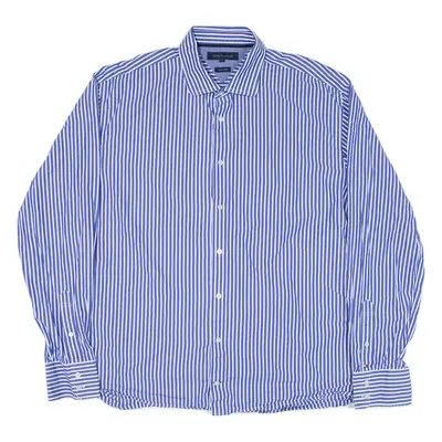 TOMMY HILFIGER Mens Shirt Blue Striped Long Sleeve 2XL
