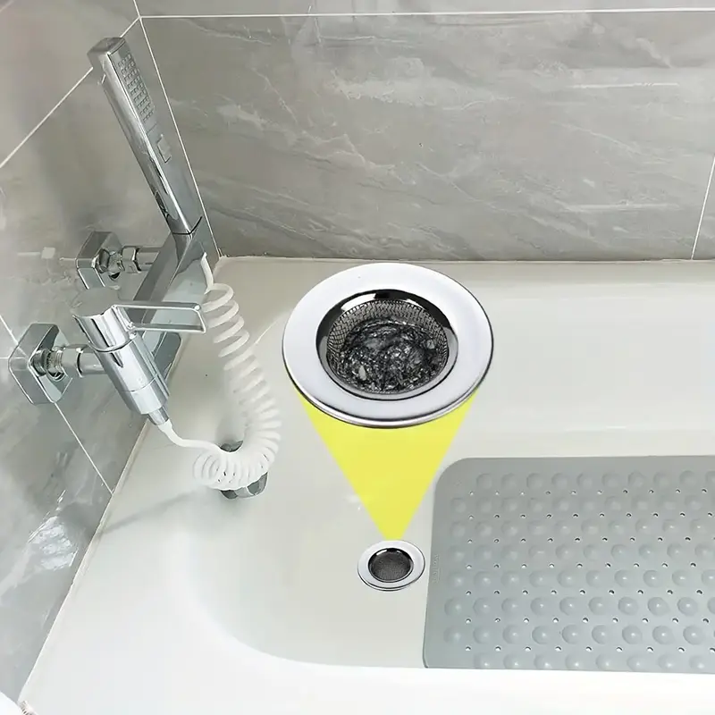 Stainless Steel Bathtub Strainer, 2pcs Sink Strainer, Shower Drain Hair Catcher, Sink Drain Strainer for Home Kitchen Bathroo...