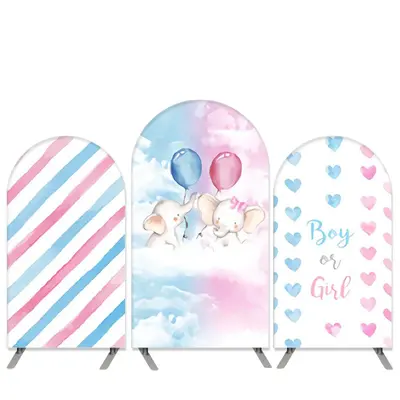 Aperturee Little Elephant Theme Blue Pink Baby Shower Arch Backdrop Kit | Custom Chiara Arched Covers | Diy Round Arch Backdr...