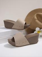 Women's Fashionable Plain Color Platform Sandals, Casual Comfortable Slingback Sandals for Beach Vacation, All-match Commuter...