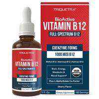 BioActive B12 1000 mcg - 3 Forms + Methylfolate | Sublingual, Cherry Flavor, Organic, Vegan (180 Servings) Healthcare Vitamin...