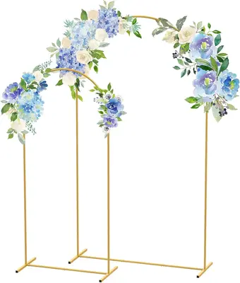 Gold Arch Backdrop Stand,Garden Arch Decoration Set of 2,Metal Arch Stand Suitable for Graduation Ceremony Garden Floral Birt...