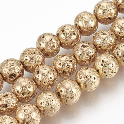 Electroplated Natural Lava Rock Beads Strands