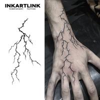 INKARTLINK Tattoo Tech, 2 Sheets Semi-Permanent Temporary Tattoos, Crack Series,Lightning Design,Adult Art Design,Lasts 1-2 W...