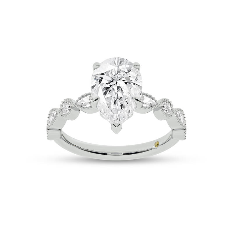 Zenith Pear Shape Lab Grown Diamond Engagement Ring | 14K White Gold 4 3/4 CT. TW.