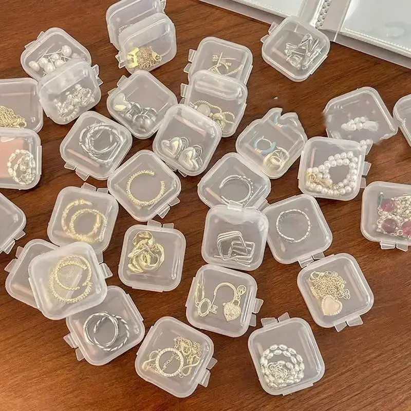 Mini Portable Jewelry Storage Box, 20pcs Square Jewelry Organizer With Lid, Dustproof Container For Earring Necklace Ring Je...