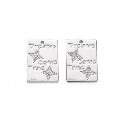Brass Micro Pave Clear Cubic Zirconia Charms