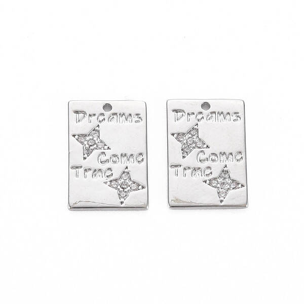 Brass Micro Pave Clear Cubic Zirconia Charms