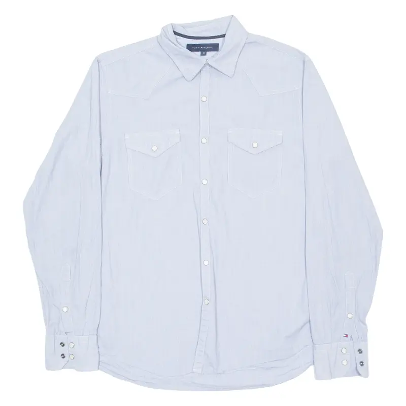 TOMMY HILFIGER Mens Plain Shirt Blue Long Sleeve M