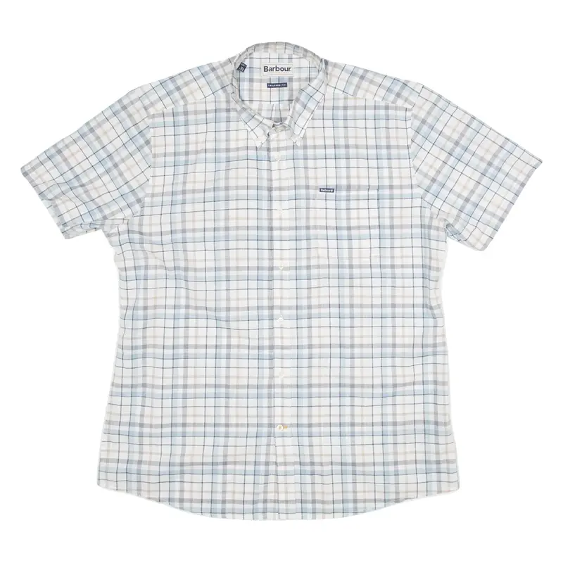 BARBOUR Tailored Fit Mens Shirt Blue Check XL