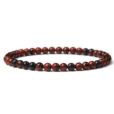 4mm Round Natural Mahogany Obsidian Beads Bracelet for Men