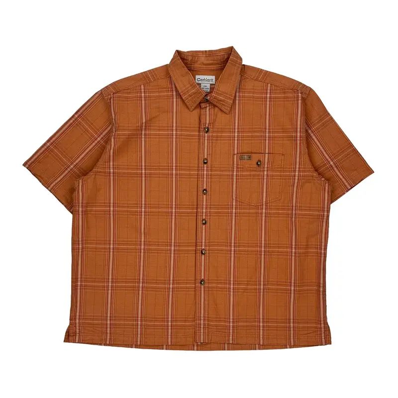 Carhartt Checked Short Sleeve Shirt - 2XL Orange Cotton