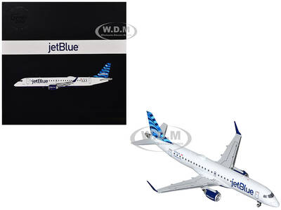 Embraer ERJ-190 Commercial Aircraft JetBlue Airways (N323JB) White with Blue Striped Tail Gemini 200 Series 1/200 Diecast...