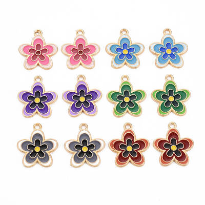 Light Gold Alloy Enamel Pendants
