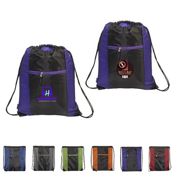 150 Customized Porter Collection Drawstring Bag - Zippered Pocket ...