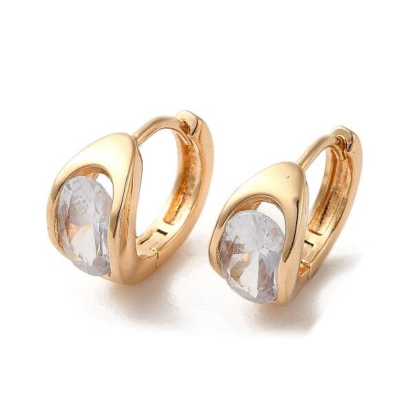 Light Gold Brass Micro Pave Cubic Zirconia Hoop Earrings