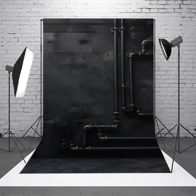 Black Water Pipe Wall Portrait Photography Backdrop - Aperturee