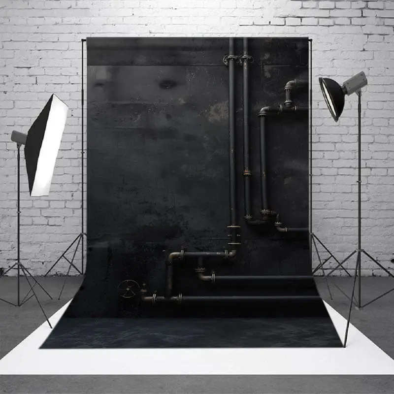 Black Water Pipe Wall Portrait Photography Backdrop - Aperturee