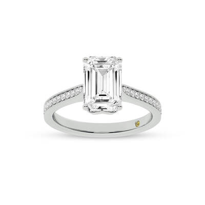 Taos Hidden Halo Emerald Cut Lab Grown Diamond Engagement Ring | 14K White Gold 2 3/4 CT. TW.