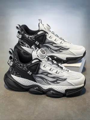 Men's Fashionable Rotatable Button Design Sneakers, Casual Comfortable Breathable Sports Running Shoes, Male All-match Round ...