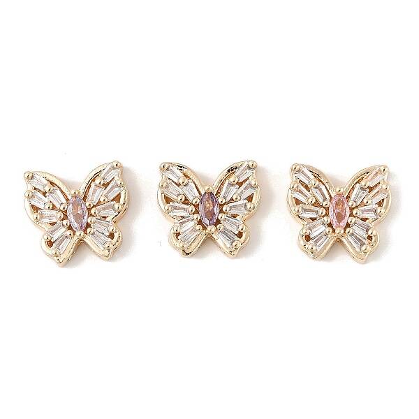 Brass Micro Pave Cubic Zirconia Beads