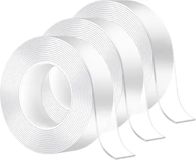 3 Roll Nano Double Sided Tape Heavy Duty, 6ft/Roll Removable & Washable, Holds 2.2lb! Wall/Car/Home Mounting Strips, No Resid...