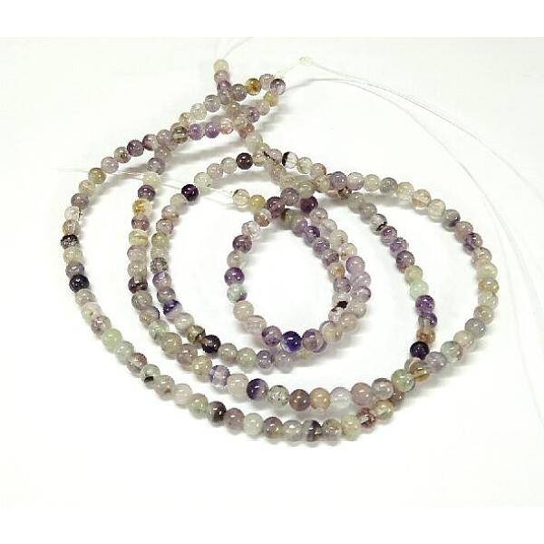Natural Purple Fluorite Round Bead Strands