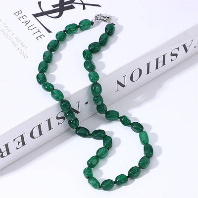 Natural Green Onyx Agate(Dyed & Heated) Nuggets Beaded Necklaces for Women