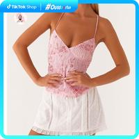 Women Camisole, Sleeveless Tops V-neck Backless Flower Summer Vest for Party Club Outdoorfun