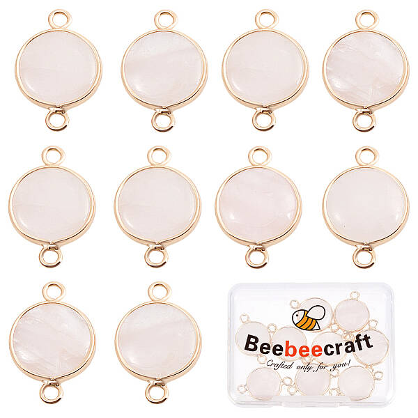 10Pcs Natural Rose Quartz Connector Charms