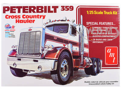 Skill 3 Model Kit Peterbilt 359 Cross Country Hauler 1/25 Scale Model by AMT