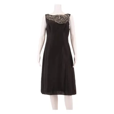 MONSOON Womens A-Line Dress Black Linen Sleeveless Knee Length UK 12